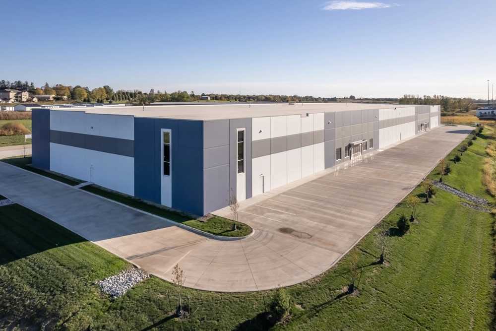 aerial view of industrial building